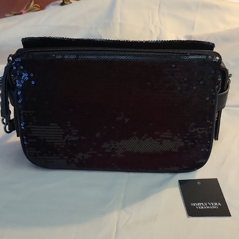 Simply Vera Vera Wang Black Sequin Crossbody Bag